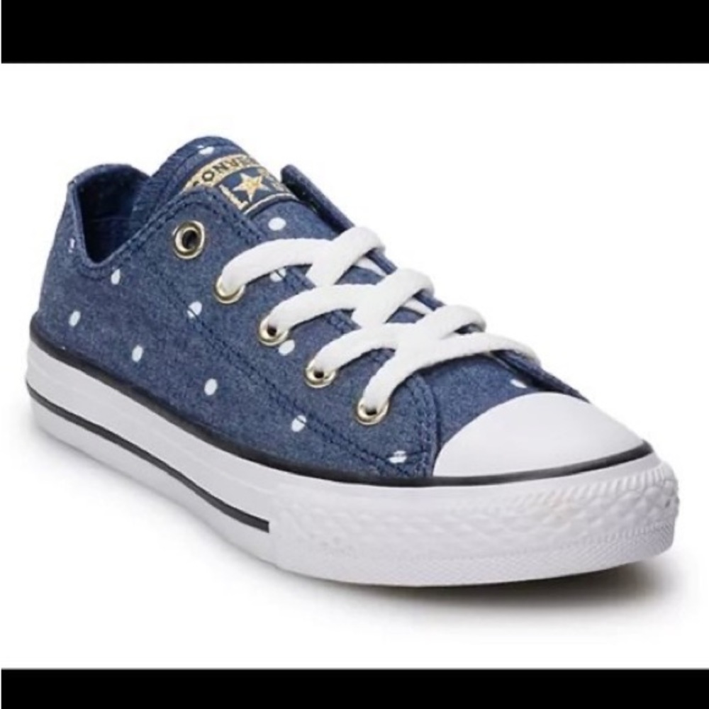 Converse Allstar Shoes, Denim with white polka dots, Size 13 Girls